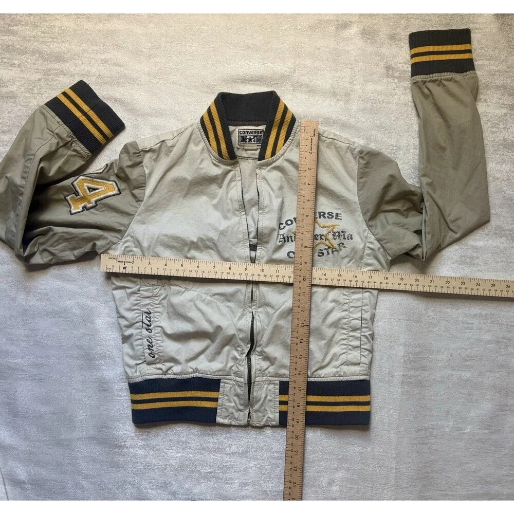 Converse One star Jacket Vtg Style Collegiate Full/Zip Y2K Embroidered 74 Sleeve